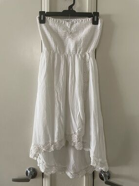 Volcom asymmetric mini wrap strapless dress